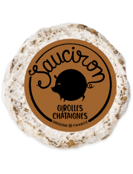 Saucisson Girolles Châtaignes, artisanal rond et déjà tranché